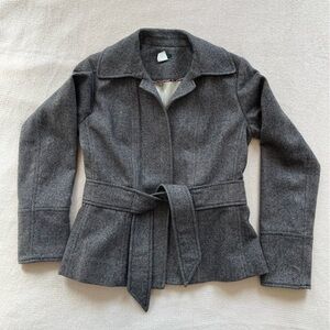 Vintage J. Crew Herringbone Woolen Belted Jacket